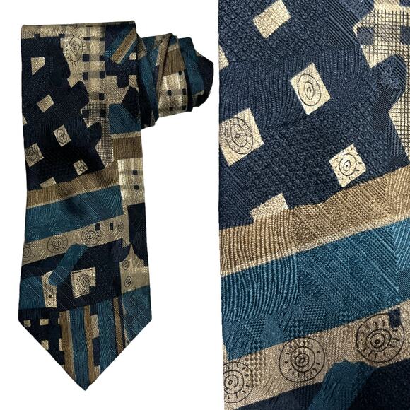 Alexander Cross Ltd. Neck Tie Blue Tan All Silk Men's Suit Accessories Formal 4" - Picture 1 of 8